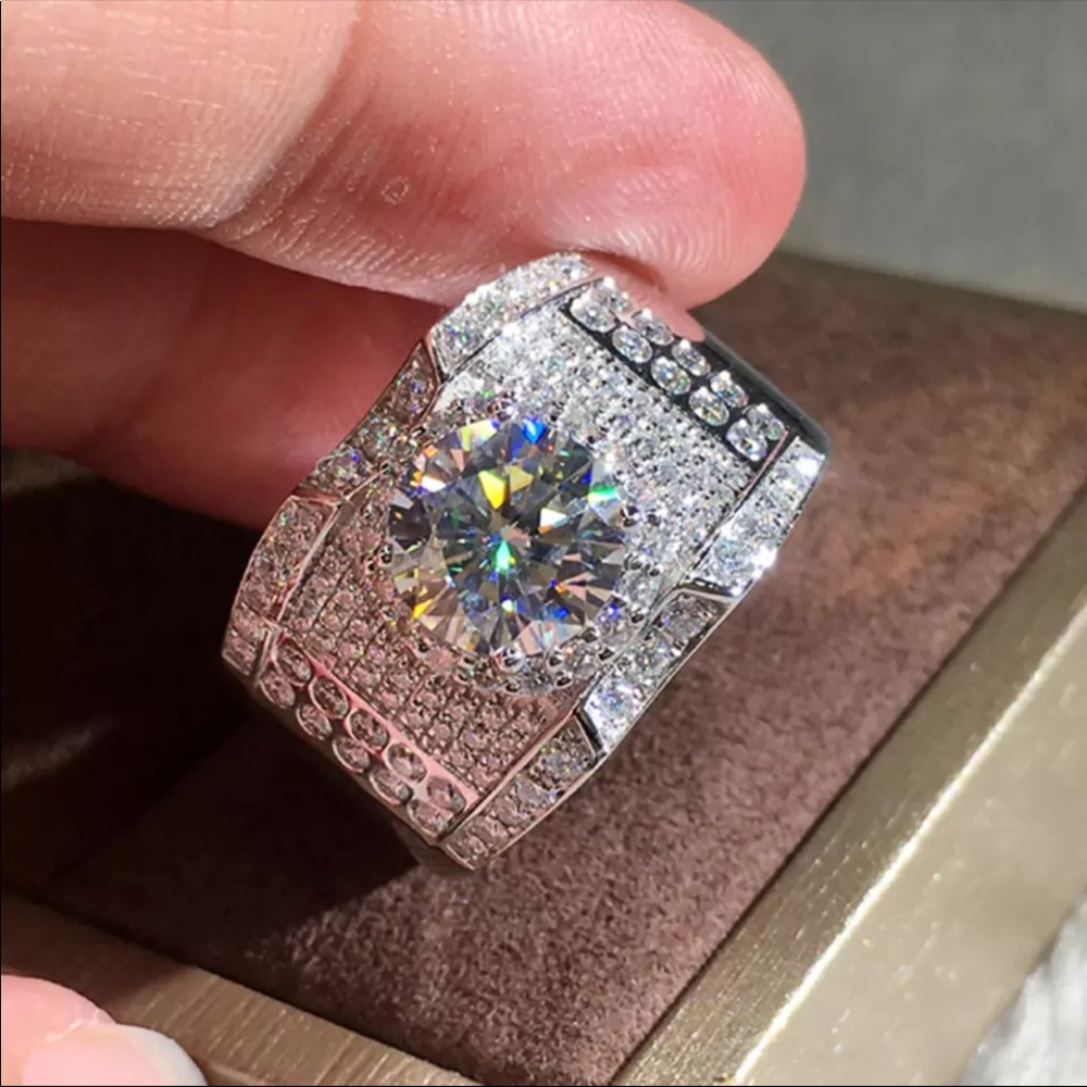 *NEW* Full bling iced out silver hip hop CZ ring - Picture 3 of 4